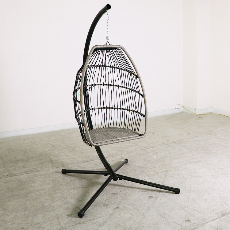 Porch Foldable PE Wicker Egg Hanging Chair