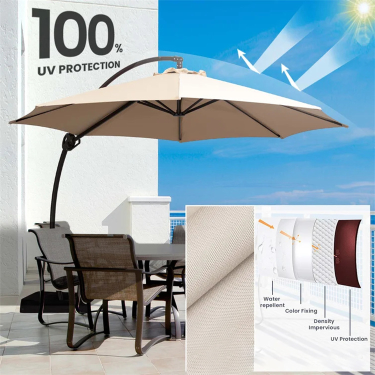 11FT Curvy Cantilever Patio Offset Hanging Umbrella