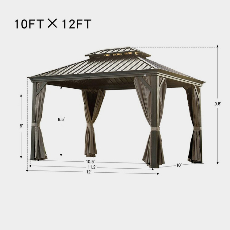 12' x 10' Aluminum Frame Hardtop Gazebo