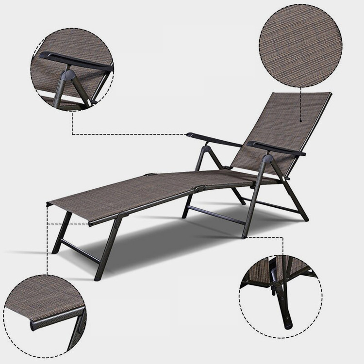 7 Position Foldable Aluminium Chaise Lounger