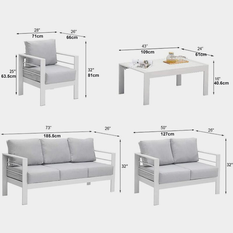 5-Pcs Set Aluminum Patio Chat Set