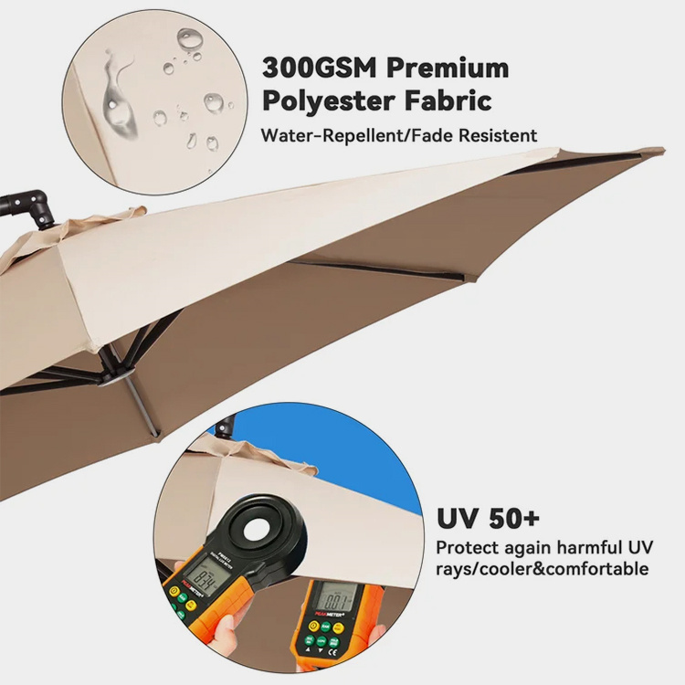 11FT Curvy Cantilever Patio Offset Hanging Umbrella