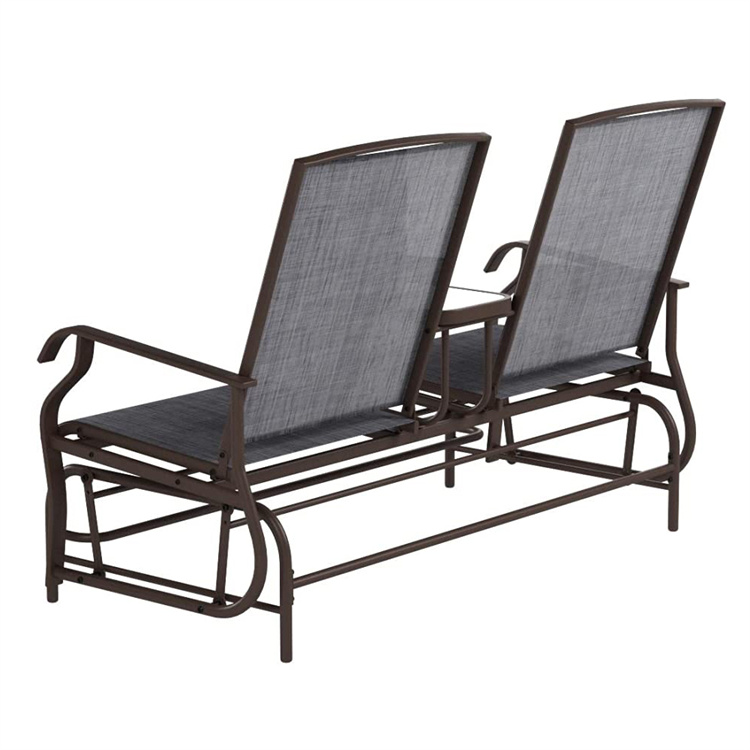 Double-Seat Glider Bench with Center Table