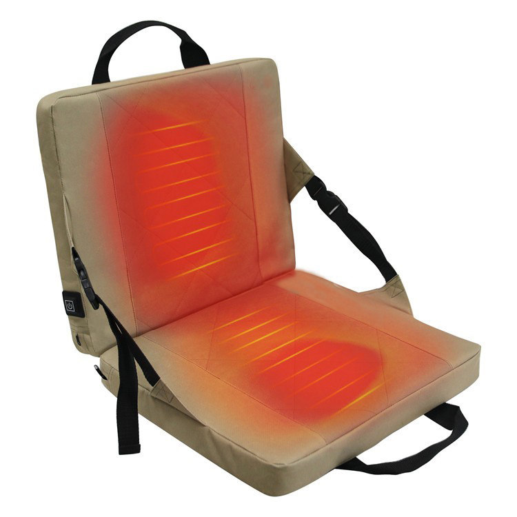 Heated Reclining Folding Stadium Seat with Cushion