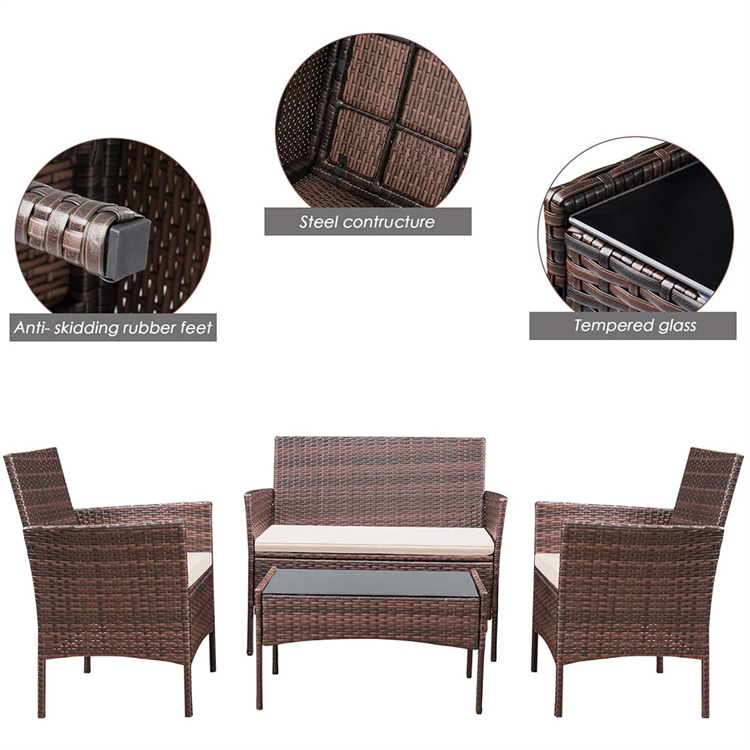 4PCS Rattan Patio Furniture Set