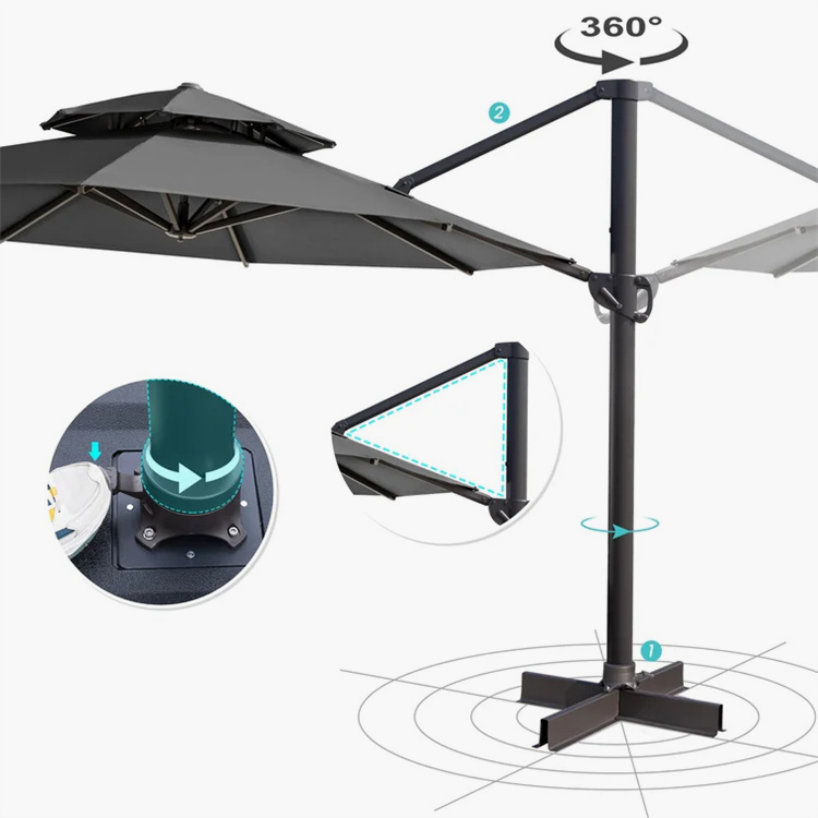12ft Double Top Cantilever Offset Patio Umbrella