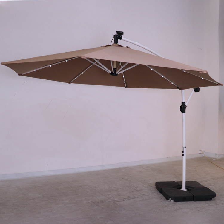 Newest 10FT Patio Cantilever Solar LED Umbrella