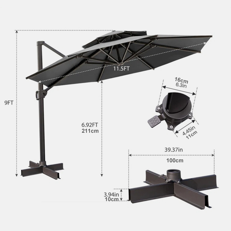 12ft Double Top Cantilever Offset Patio Umbrella