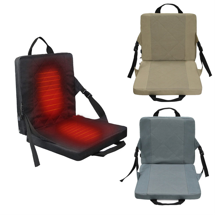 Heated Reclining Folding Stadium Seat with Cushion