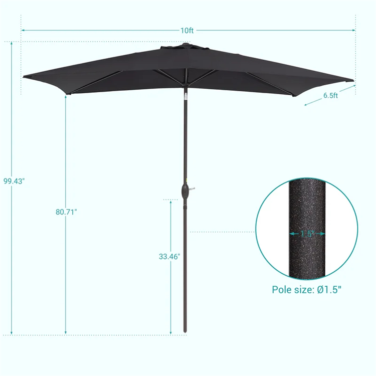 10x 6.5FT Lighted Rectangular Market Umbrella