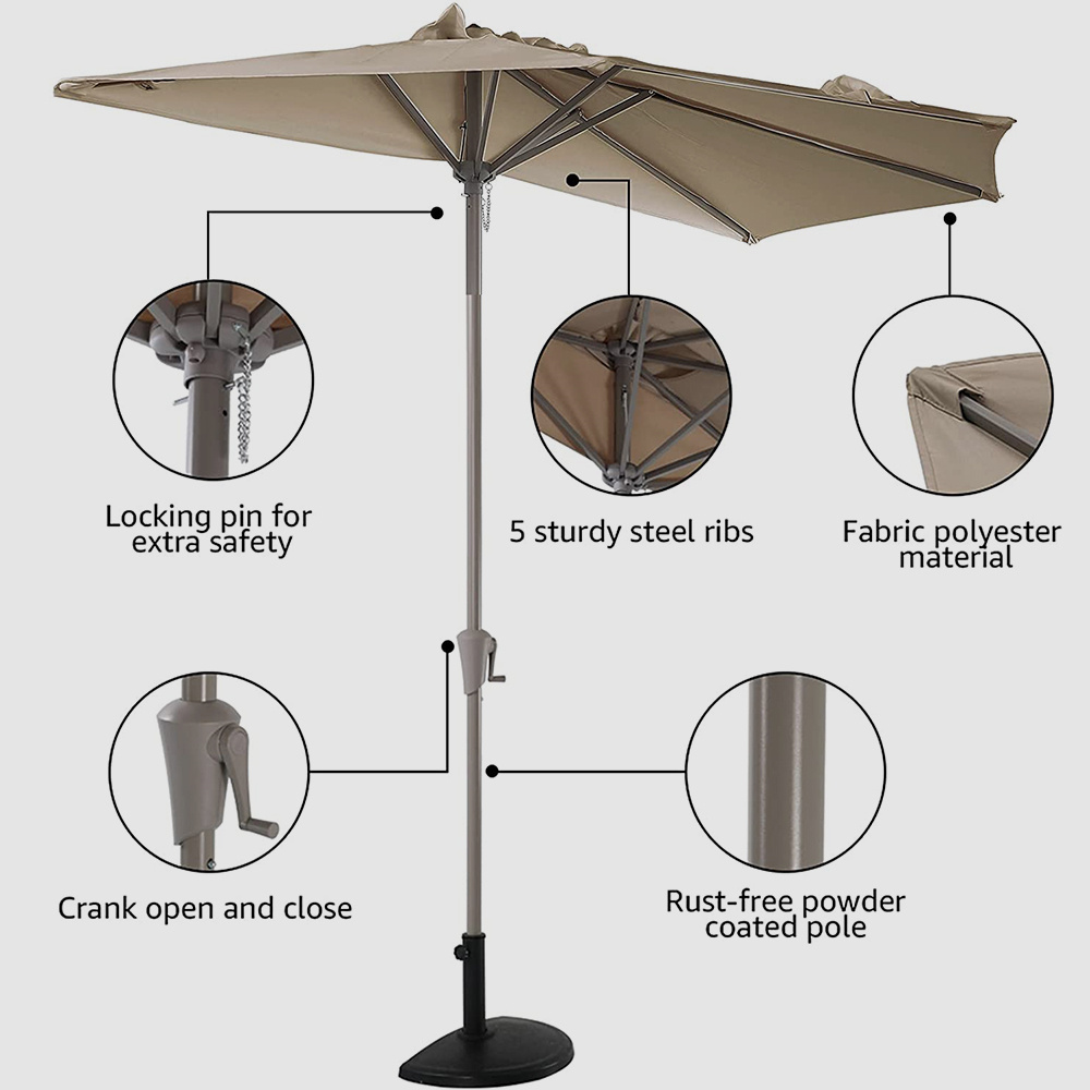 9ft Semi-Circular Terrace Outdoor Umbrella
