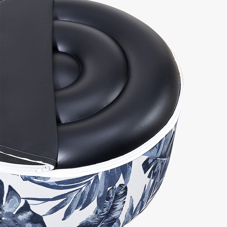 Inflatable Stool Ottoman Blue Leaf