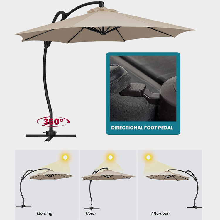 10ft Patio S shape Hanging Offset Cantilever Umbrella