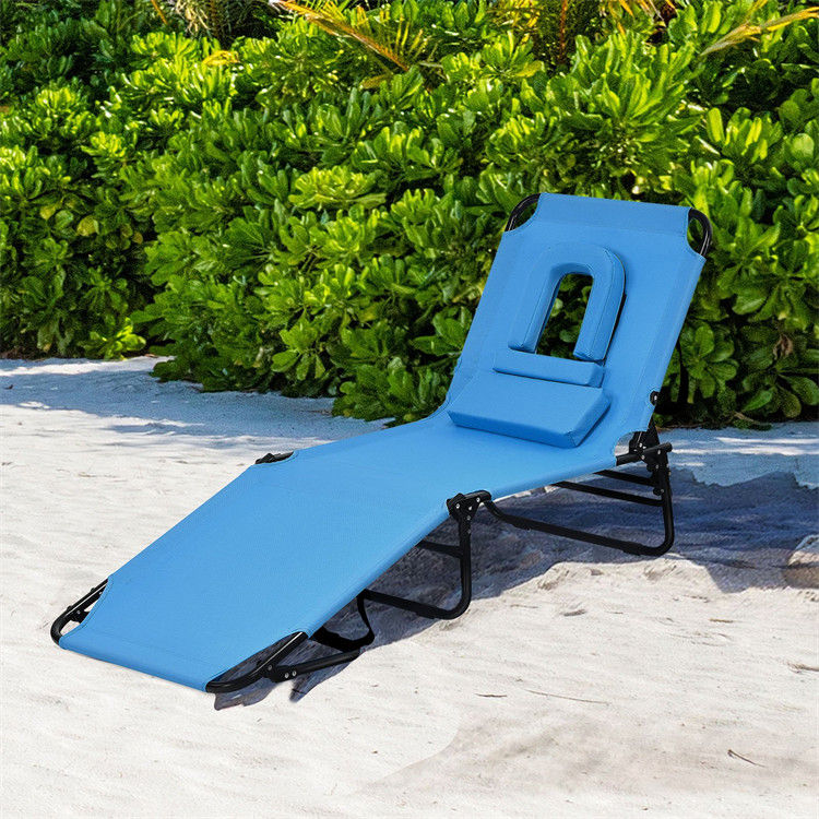 Outdoor Folding Beach Chaise Lounge Chair